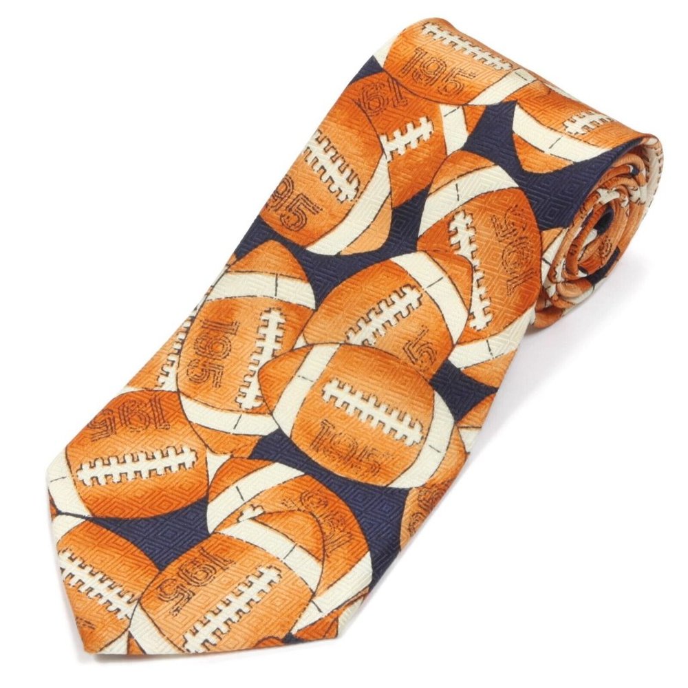 Dino Romaro Fun Football Sports NFL Pattern Men's Silk Neck Tie